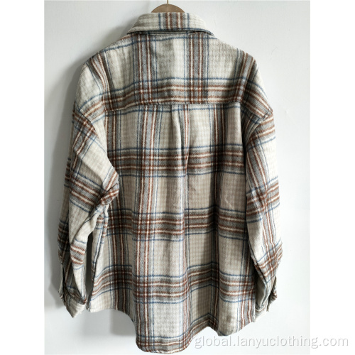 China 2021 Spring Women Long Sleeve Plaid Blouse Factory